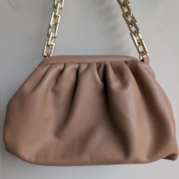 Vici Tan Faux Leather Chain Pouch Slouchy Bag - Picture 2 of 3